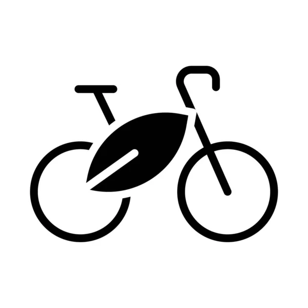 自転車の黒いグリフのアイコンに乗る 生態系のための安全な車両 環境に優しい交通機関 健康的なライフスタイル 白い空間にシルエットのシンボル 絵文字が固い ベクトル分離図 — ストックベクタ