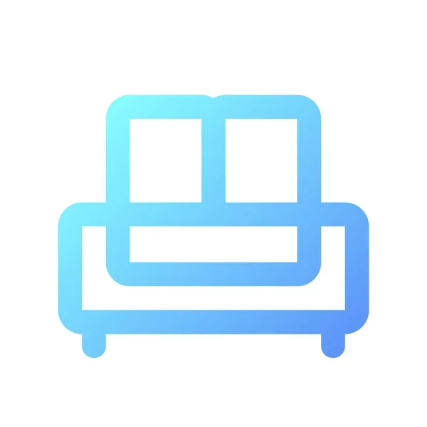 Sofa Pixel Perfekten Verlauf Lineare Symbol Komfortables Möbelstück Doppelbett Linienfarbe — Stockvektor