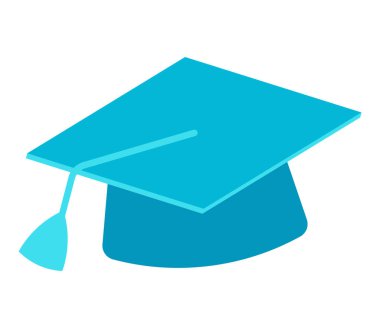 Blue academic cap for graduate brochure element design. Vector illustration with empty copy space for text. Editable shape for poster decoration. Creative and customizable component
