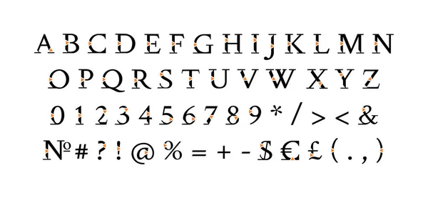 Zestaw Alfabetu Serif Roman Wektorowa Typografia Dekoracyjna Dekoracyjny Styl Typeset — Wektor stockowy