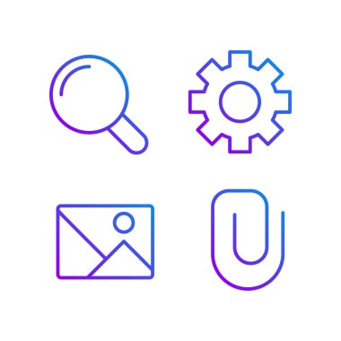 Web sitesi ögeleri piksel mükemmel gradyan vektör simgeleri ayarlandı. Dijital iş geliştirme. Kullanıcı rahatlığı. İnce çizgili sembol demetleri dizayn eder. İzole edilmiş taslak illüstrasyon koleksiyonu