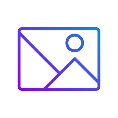 Galeri düğmesi piksel mükemmel gradyan vektör simgesi. Web sitesine resim ekle. Çevrimiçi iş süreci. İnce çizgi renk sembolü. Modern tarz pictogram. Vektör izole çizimi