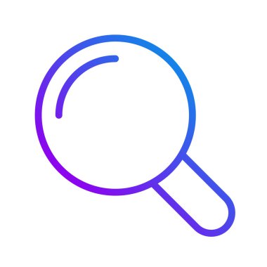 Büyüteç piksel mükemmel gradyan vektör simgesi. Web sitesinde aranıyor. Soruşturma. İş aleti. İnce çizgi renk sembolü. Modern tarz pictogram. Vektör izole çizimi