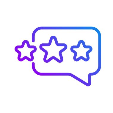 Customer feedback pixel perfect gradient linear vector icon. Speech bubble with stars. Ranking business. Thin line color symbol. Modern style pictogram. Vector isolated outline drawing