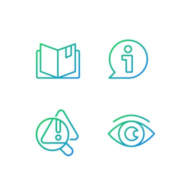 Seeking for answers pixel perfect gradient linear vector icons set. Problem identification. Information and data. Thin line contour symbol designs bundle. Isolated outline illustrations collection