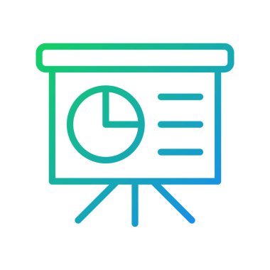 Presentation board pixel perfect gradient linear vector icon. Visual information for business and education. Thin line color symbol. Modern style pictogram. Vector isolated outline drawing