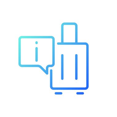 Turizm bilgi merkezi pikseli mükemmel gradyan doğrusal vektör simgesi. Gezginler için bilgi masası. Rehber servisi. İnce çizgi renk sembolü. Modern tarz pictogram. Vektör izole çizimi