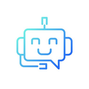 Chatbot pikselini destekleyin. Mükemmel gradyan doğrusal vektör simgesi. Algoritma kullanıcılara yardım ediyor. Otomatik teknoloji. İnce çizgi renk sembolü. Modern tarz pictogram. Vektör izole çizimi