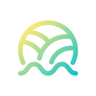 Plaj voleybolu pikseli mükemmel gradyan ui simgesi. Bilardodaki spor maçı için top. Satır rengi kullanıcı arayüzü sembolü. Modern tarz pictogram. Vektör izole edilmiş taslak çizimi