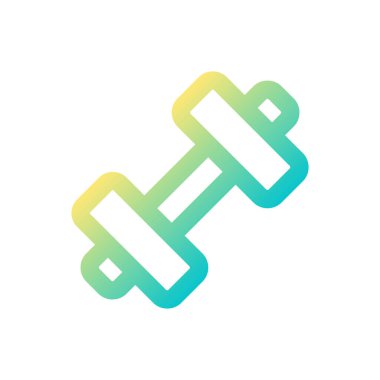 Dumbbell pikseli mükemmel gradyan ui simgesi. Spor envanteri. Kas gelişimi. Satır rengi kullanıcı arayüzü sembolü. Modern tarz pictogram. Vektör izole edilmiş taslak çizimi