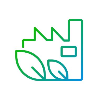 Fabrika piksel mükemmel gradyan doğrusal vektör simgesi. Çevre dostu imalat. Ekoloji koruması. İnce çizgi renk sembolü. Modern tarz pictogram. Vektör izole çizimi