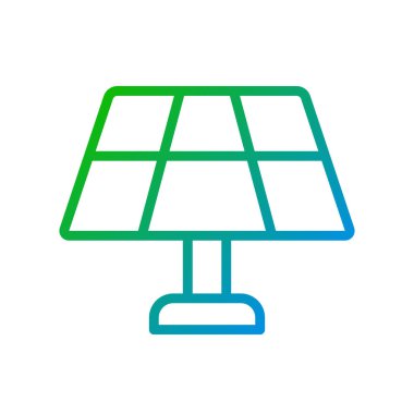 Güneş paneli piksel mükemmel gradyan vektör simgesi. Yenilenebilir güneş enerjisi. Elektrik güç üretimi. İnce çizgi renk sembolü. Modern tarz pictogram. Vektör izole çizimi