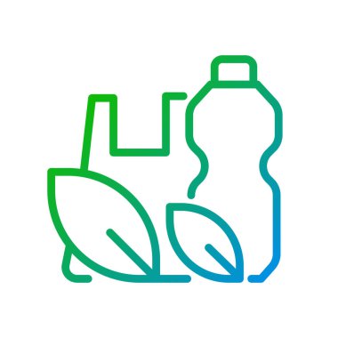 Biyolojik çözünebilir plastik piksel mükemmel gradyan doğrusal vektör simgesi. Malzemeler doğa için güvenli. Çevre dostu ürünler. İnce çizgi renk sembolü. Modern tarz pictogram. Vektör izole çizimi