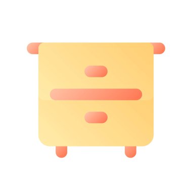 Komodinin pikseli mükemmel düz gradyan renk ui simgesi. Yatak odası düzenlemesi. Mobilya parçası. Basit bir piktogram. Arayüz, mobil uygulama için UX tasarımı. Vektör izole edilmiş RGB illüstrasyonu