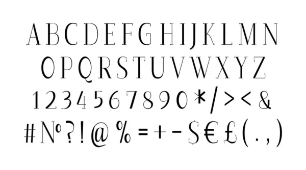 正式な古典的なアルファベットセット ベクター装飾タイポグラフィ 装飾的なタイプセットスタイル ヘッダーのラテン文字 グラフィックポスター バナー 招待状テキストの流行の手紙と番号 — ストックベクタ