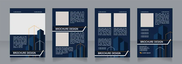 Bedrijfsvastgoed Donker Marine Blanco Brochure Ontwerp Sjabloon Set Met Kopieerruimte — Stockvector