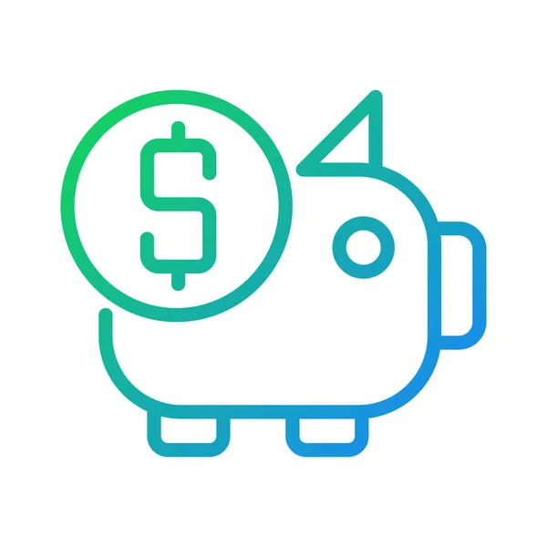 Piggy Bank Pixel Perfect Gradient Linear Vector Icon Money Savings — Stockvektor