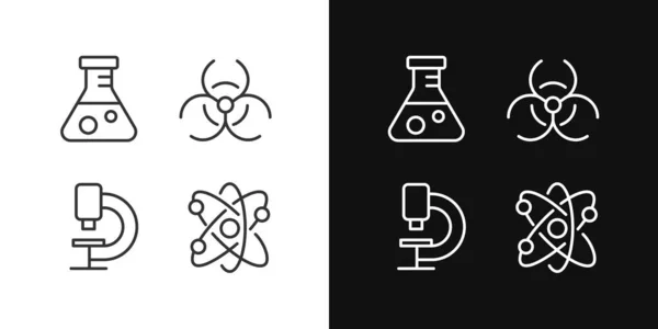 Laboratory Research Pixel Perfect Linear Icons Set Dark Light Mode — Stock Vector