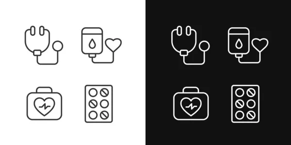 Hospital Treatment Pixel Τέλεια Γραμμικά Εικονίδια Για Σκοτεινή Φωτεινή Λειτουργία — Διανυσματικό Αρχείο