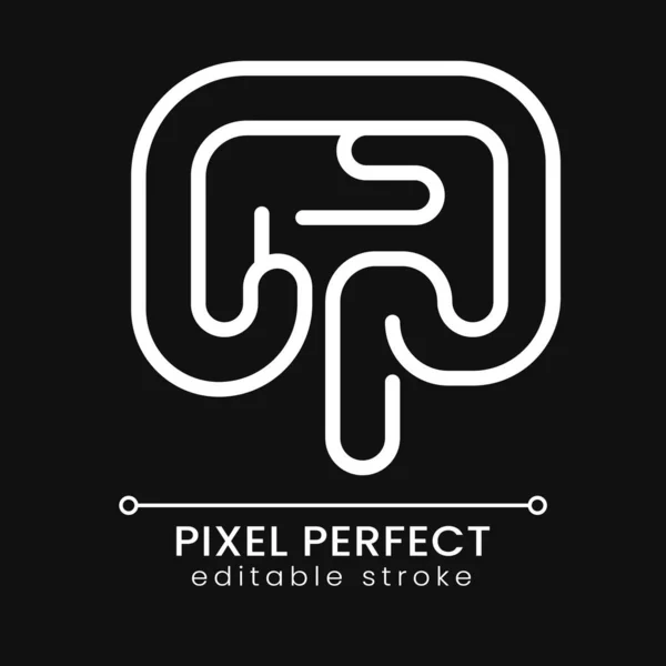 Pixel Intestino Humano Perfeito Ícone Linear Branco Para Tema Escuro — Vetor de Stock