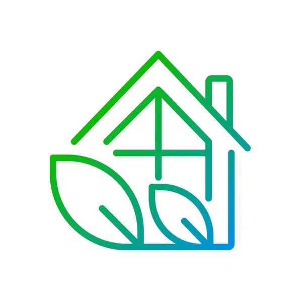 Eco Huis Pixel Perfecte Gradiënt Lineaire Vector Pictogram Duurzame Energiebronnen — Stockvector