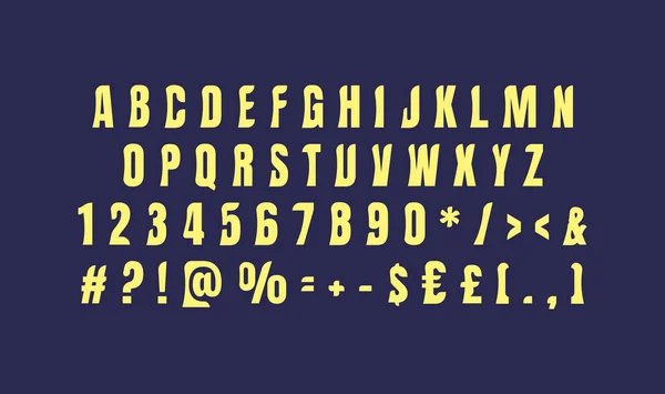 Gult Djärvt Alfabet För Mörkt Tema Vektor Dekorativ Typografi Dekorativ — Stock vektor