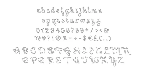 Ręcznie Pisany Zestaw Alfabetu Liniowego Wektorowa Typografia Dekoracyjna Dekoracyjny Styl — Wektor stockowy
