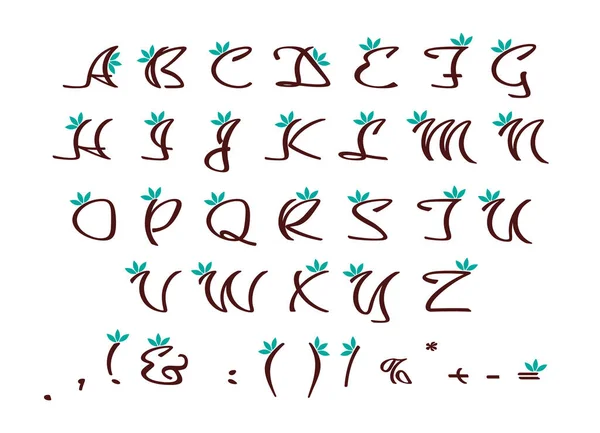 Blooming Decoración Cursiva Alfabeto Conjunto Tipografía Decorativa Vectorial Estilo Tipográfico — Vector de stock