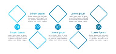 İş geliştirme mavi bilgi grafiği tasarım şablonu. Profesyonel yönetim. Kopyalama uzayı olan bilgi tablosu. Beş adımlı eğitici grafik. Arial Normal, Myriad Düzenli yazı tipleri