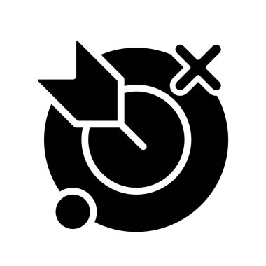 Aim black glyph icon. Business goals and targets. Corporate achievements. Success. Competitive process. Silhouette symbol on white space. Solid pictogram. Vector isolated illustration