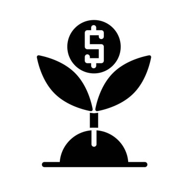 Etkili yatırım siyah kabartma simgesi. Para büyümesi. İş bütçesi yükseliyor. Profesyonel mali yönetim. Beyaz uzayda siluet sembolü. Piktogram sağlammış. Vektör izole illüstrasyonu