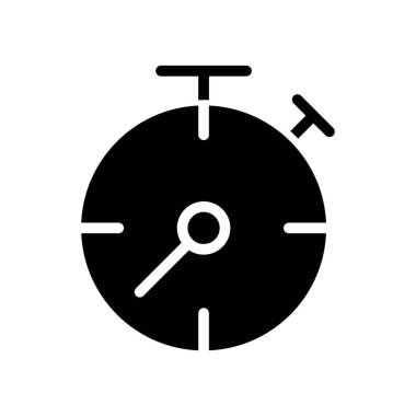 Stopwatch black glyph icon. Business process deadline. Countdown. Accurate measurement. Sport competition. Silhouette symbol on white space. Solid pictogram. Vector isolated illustration
