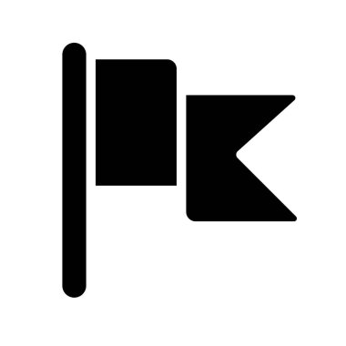 Flag black glyph icon. Goal achievement. Success and victory. Business performance. Pointer and location pin. Silhouette symbol on white space. Solid pictogram. Vector isolated illustration