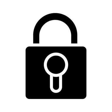 Lock black glyph icon. Access to private information. Cybersecurity. Computer data protection and safety. Silhouette symbol on white space. Solid pictogram. Vector isolated illustration