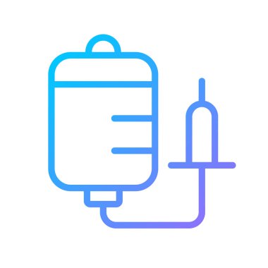 Damardan terapi pikseli mükemmel gradyan doğrusal vektör ikonu. Tıp yönetimi yöntemi. Enfüzyon prosedürü. İnce çizgi renk sembolü. Modern tarz pictogram. Vektör izole çizimi