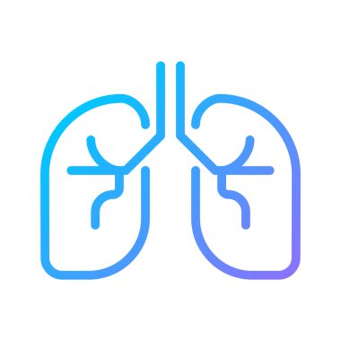 İnsan ciğerleri piksel olarak mükemmel gradyan vektör ikonu. Solunum sistemi kontrolü. Akciğer klinik testleri. İnce çizgi renk sembolü. Modern tarz pictogram. Vektör izole çizimi