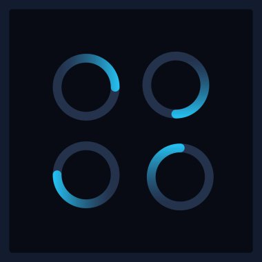 Bekleme çemberi UI ögesi şablonu indir. Düzenlenebilir izole vektör gösterge paneli bileşeni. Düz kullanıcı arayüzü. Görsel veri sunumu. Koyu temalı mobil uygulama için web tasarım gereci