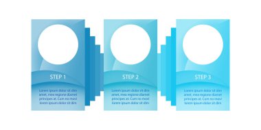 İcat geliştirme bilgi grafiği tasarım şablonu. İş bilgisi. Boş kopya boşluklu soyut vektör bilgi tablosu. Üç adımlı grafikler. Görsel veri sunumu