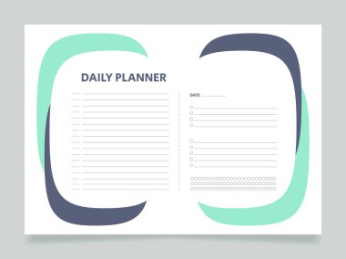 Personal tasks daily planner worksheet design template. Printable goal setting sheet. Editable time management sample. Scheduling page for organizing personal tasks. Arial Regular font used
