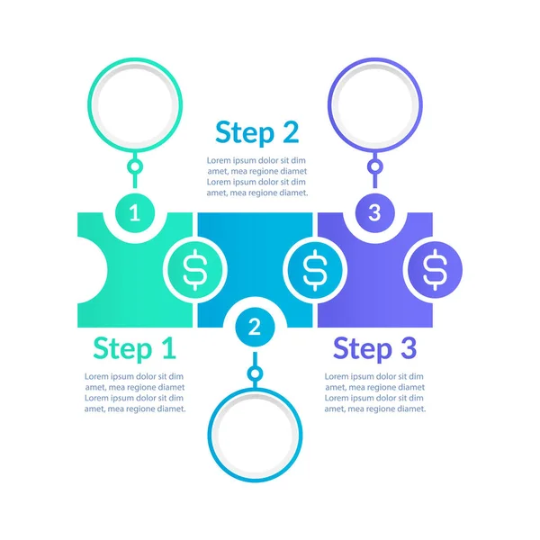 stock vector Create and maintain budget infographic chart design template. Abstract infochart with copy space. Instructional graphics with 3 step sequence. Visual data presentation. Lato, Arial fonts used