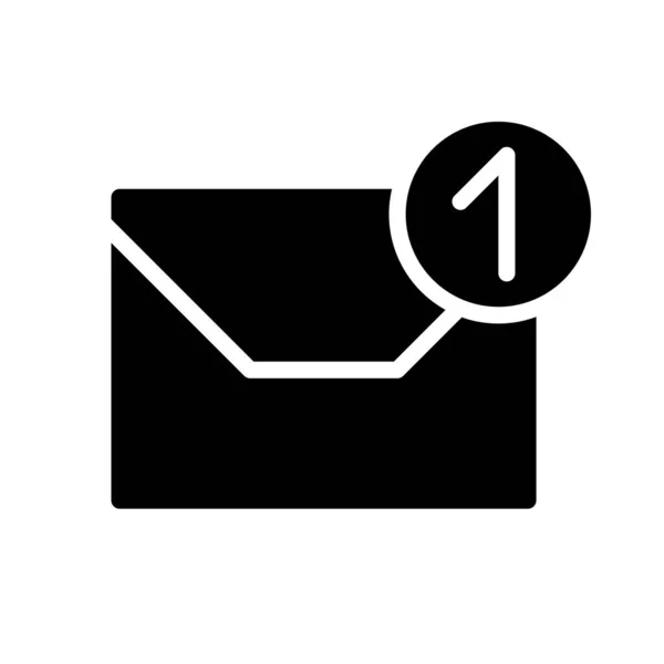 Email Notification Black Glyph Icon Inbox Letter Communication Channel Business — Archivo Imágenes Vectoriales