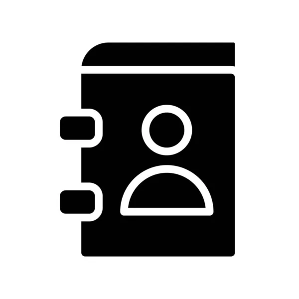 Contact Book Black Glyph Icon Phone Numbers Address Button Website — Stock vektor
