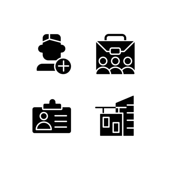 Employment Black Glyph Icons Set White Space Company Personnel Hiring — Archivo Imágenes Vectoriales