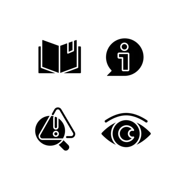 Seeking Answers Black Glyph Icons Set White Space Problem Identification — Vettoriale Stock