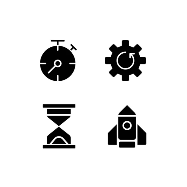 Process Operation Black Glyph Icons Set White Space Download Update — 图库矢量图片