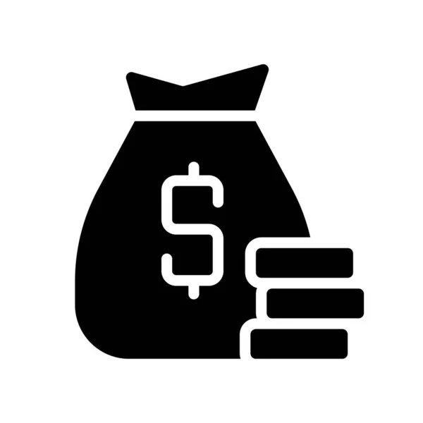 Loan Black Glyph Icon Bag Money Banking Finance Financial Operations — Stockvektor