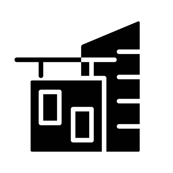 Corporate Building Black Glyph Icon Company Office Workplace Real Estate — Stockvektor