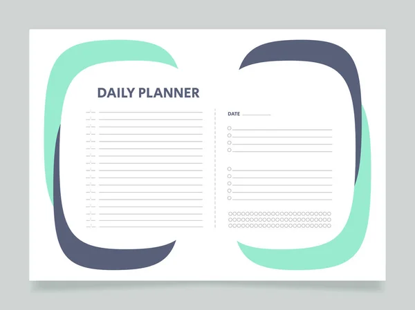 Personal Tasks Daily Planner Worksheet Design Template Printable Goal Setting —  Vetores de Stock