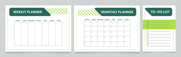 Personal Planner Worksheet Design Templates Set Printable Goal Setting Sheet — Wektor stockowy