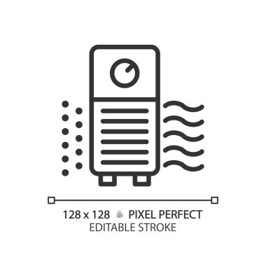 Hava temizleyici doğrusal simgesi. Hepa filtresi. Hava temizleyici. İklim kontrolü. Ev ortamı. Elektrikli cihaz. İnce çizgili çizim. Contour sembolü. Vektör çizimi. Düzenlenebilir vuruş